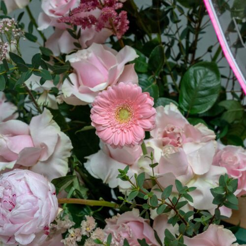 Alternative view of ‘your letter & mine’ vase arrangement