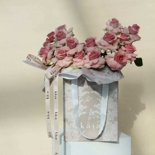 vintage pinks floral bag bouquet