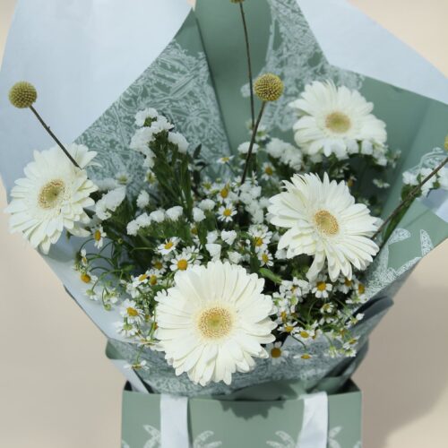 Alternative view of yellow daisy delight floral bag bouquet