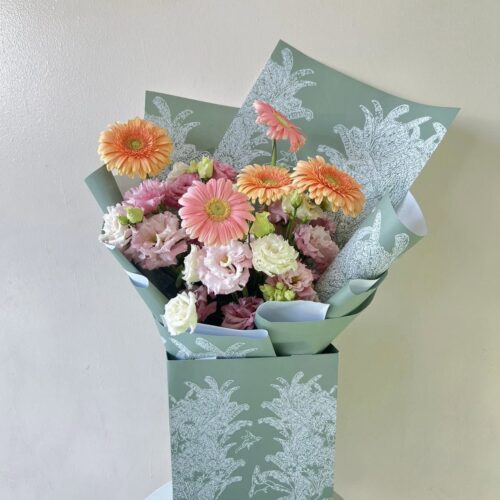 gerbera bloom floral bag arrangement