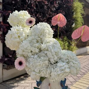 White Blossoming Butterfly Vase Arrangement