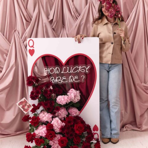 Beautiful floral arrangement with red and pink roses for a romantic gift.